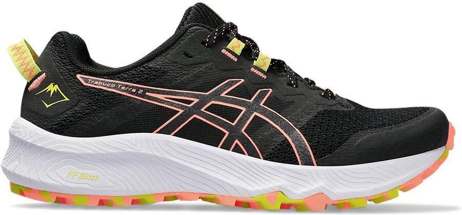 ASICS Trabuco Terra 2 Trailschoenen Black Sun Coral Zwart Rood Trabuco Trailrunning Dames