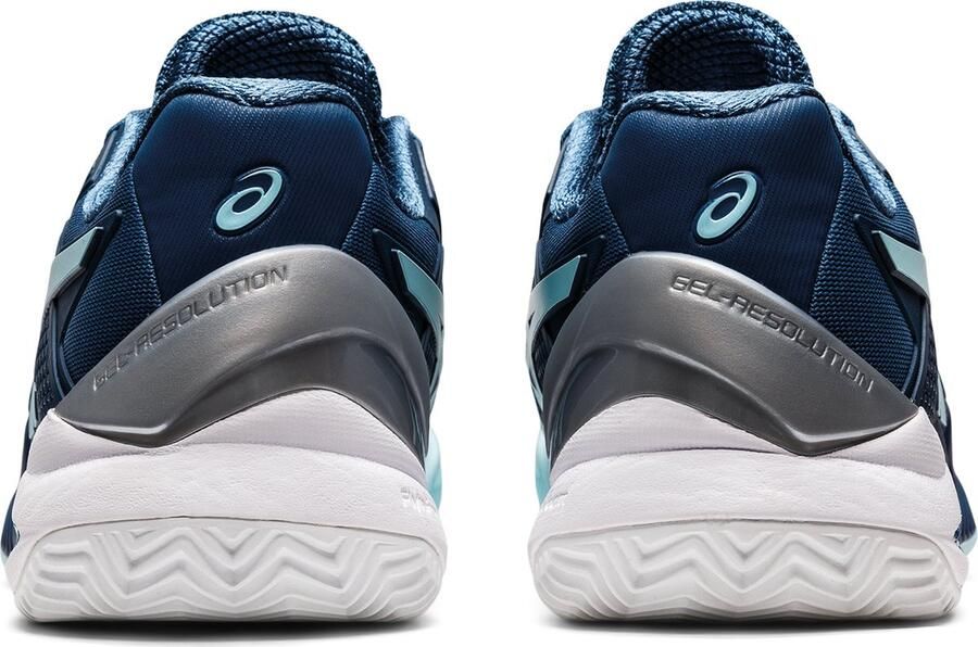 ASICS Women's Blue And Grey Gel Resolution 8 Clay 1042a070406 Padel Shoes - Foto 4