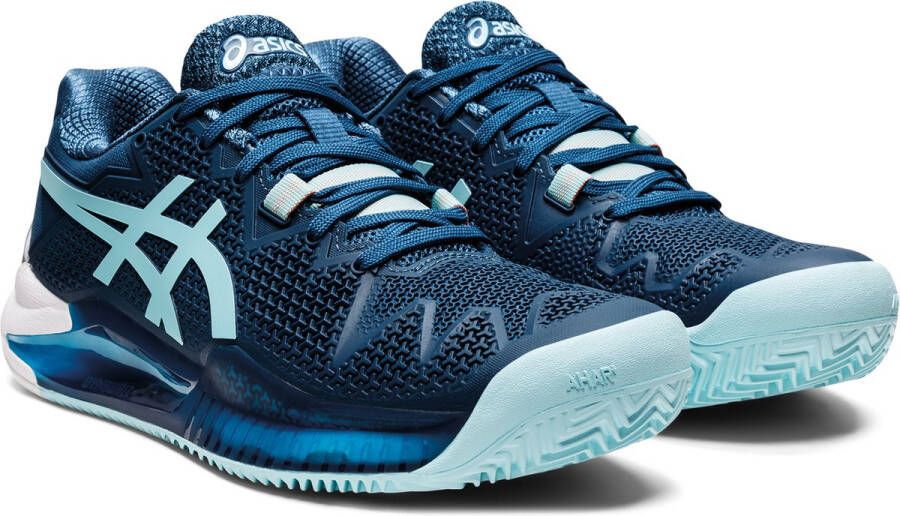 ASICS Women's Blue And Grey Gel Resolution 8 Clay 1042a070406 Padel Shoes