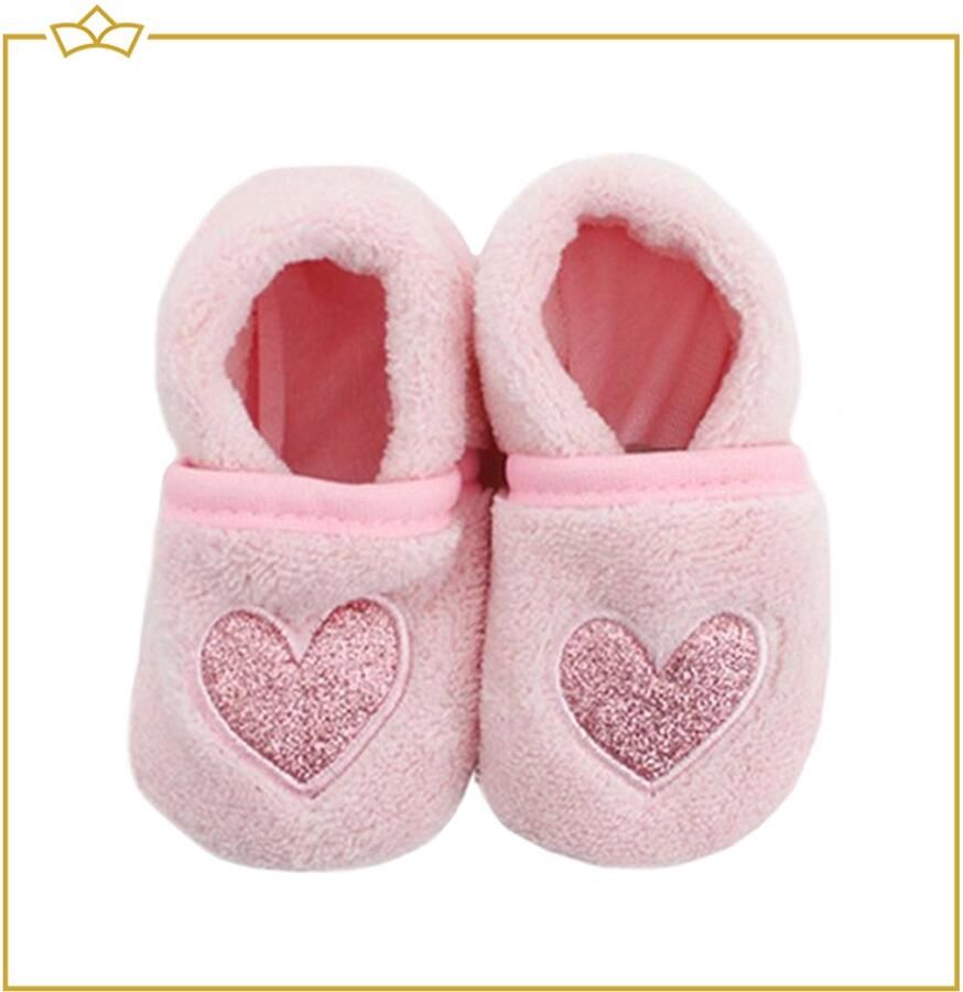 Attrezzo Baby Slofjes Hartjes Roze Babyslofjes Zacht Antislip