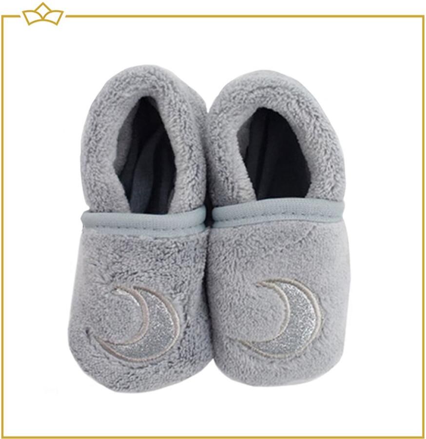 Attrezzo Baby Slofjes Maan Grijs Babyslofjes Zacht Antislip