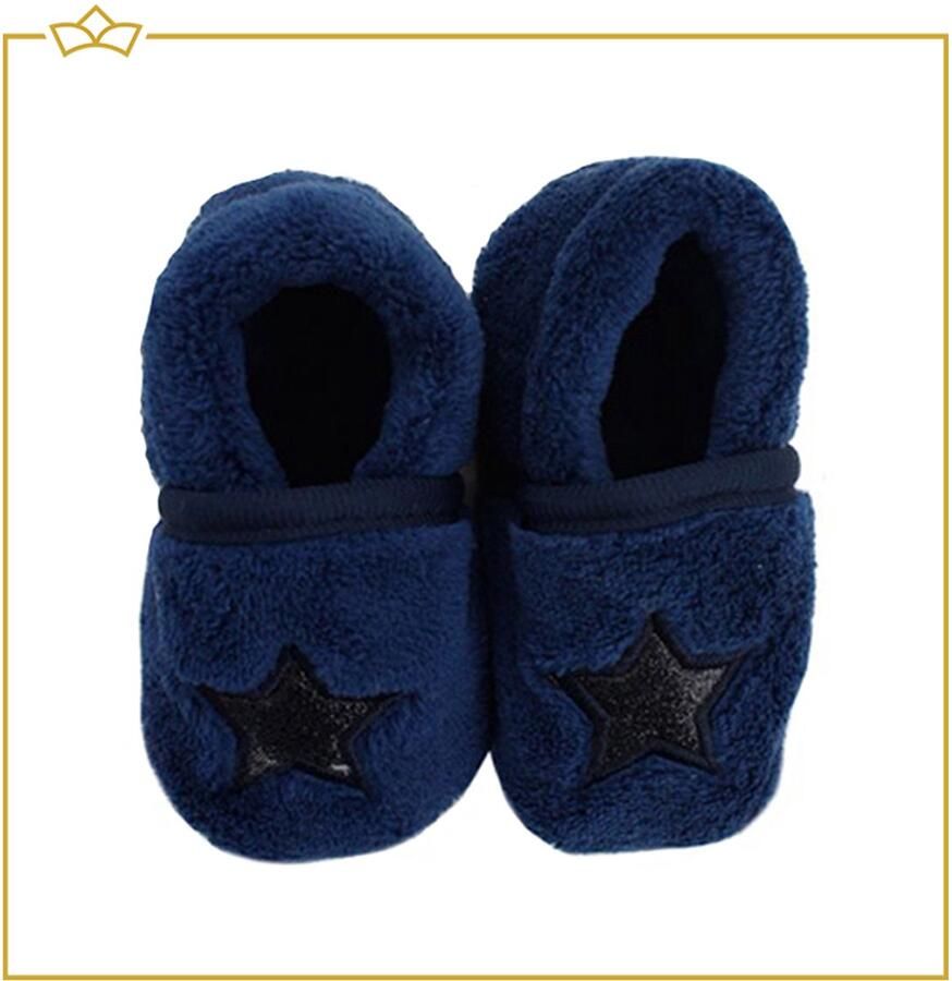 Attrezzo Baby Slofjes Ster Donkerblauw Babyslofjes Zacht Antislip
