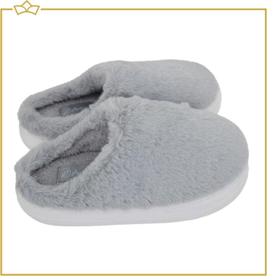 Attrezzo Pantoffels dames Extra zacht Sloffen Lichtgrijs