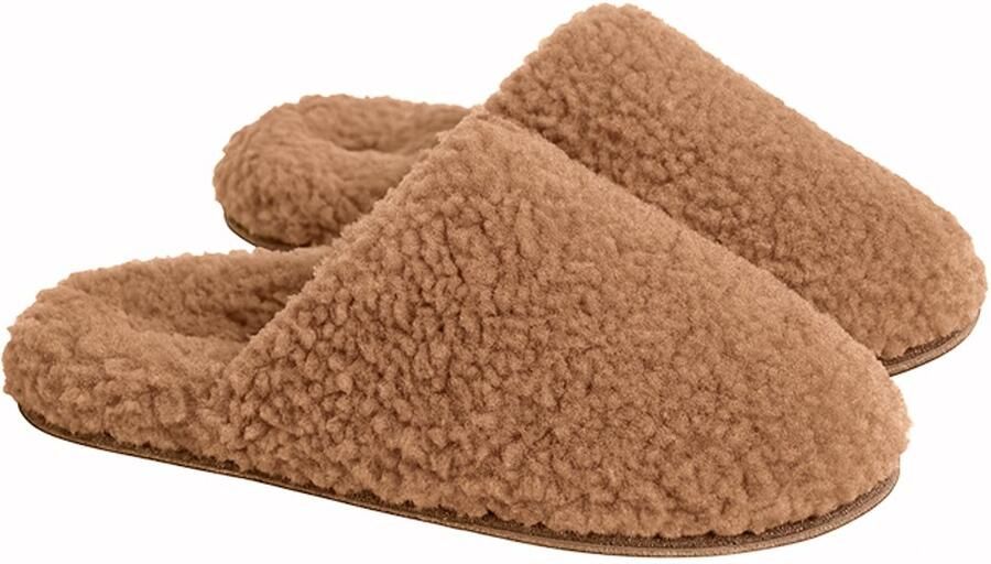 Attrezzo Pantoffels Sloffen Beige Fluffy lijk warm!