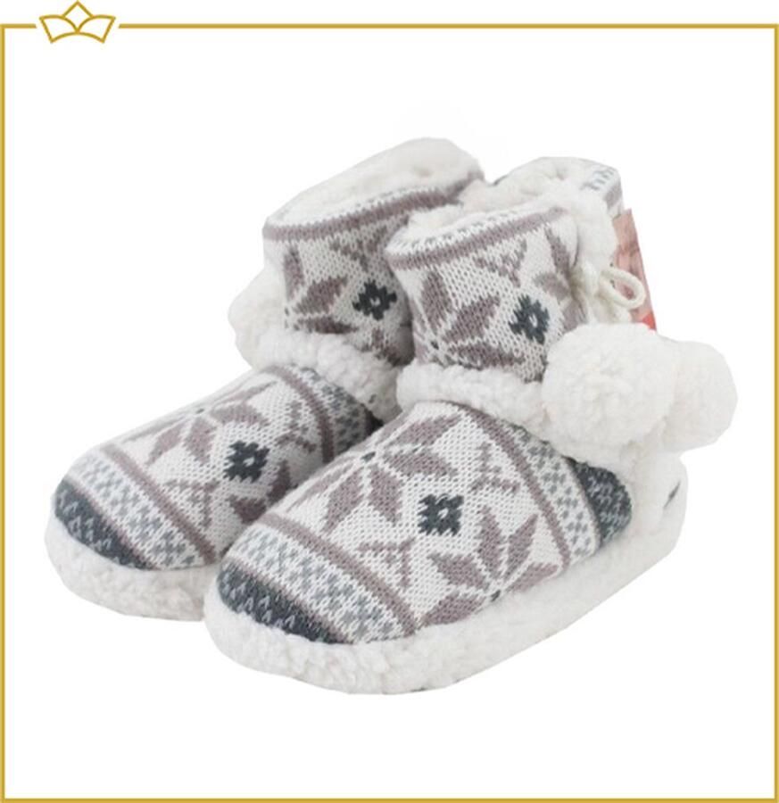 Attrezzo Pantoffels Kinderen Noors motief Beige Heerlijk warm!
