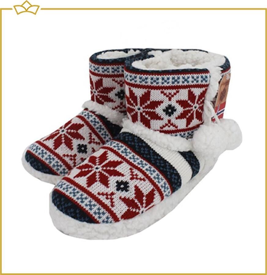 Attrezzo Pantoffels Kinderen Noors motief Rood Heerlijk warm!