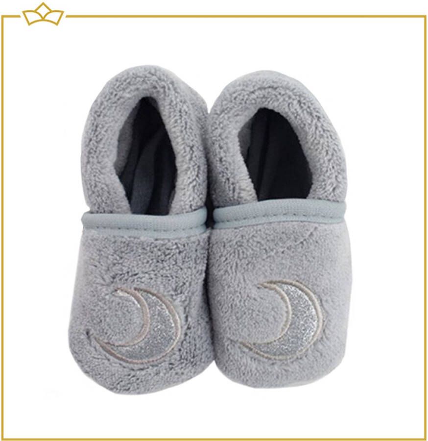 Attrezzo Baby Slofjes Maan Grijs Babyslofjes Zacht Antislip