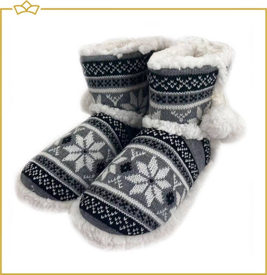 Attrezzo Pantoffels Noors motief Zwart lijk warm!