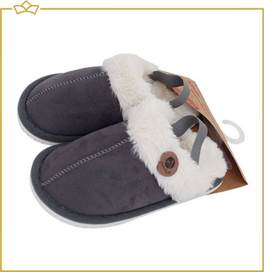 Attrezzo Pantoffels Kinderen Met Elastiek Grijs Heerlijk warm!