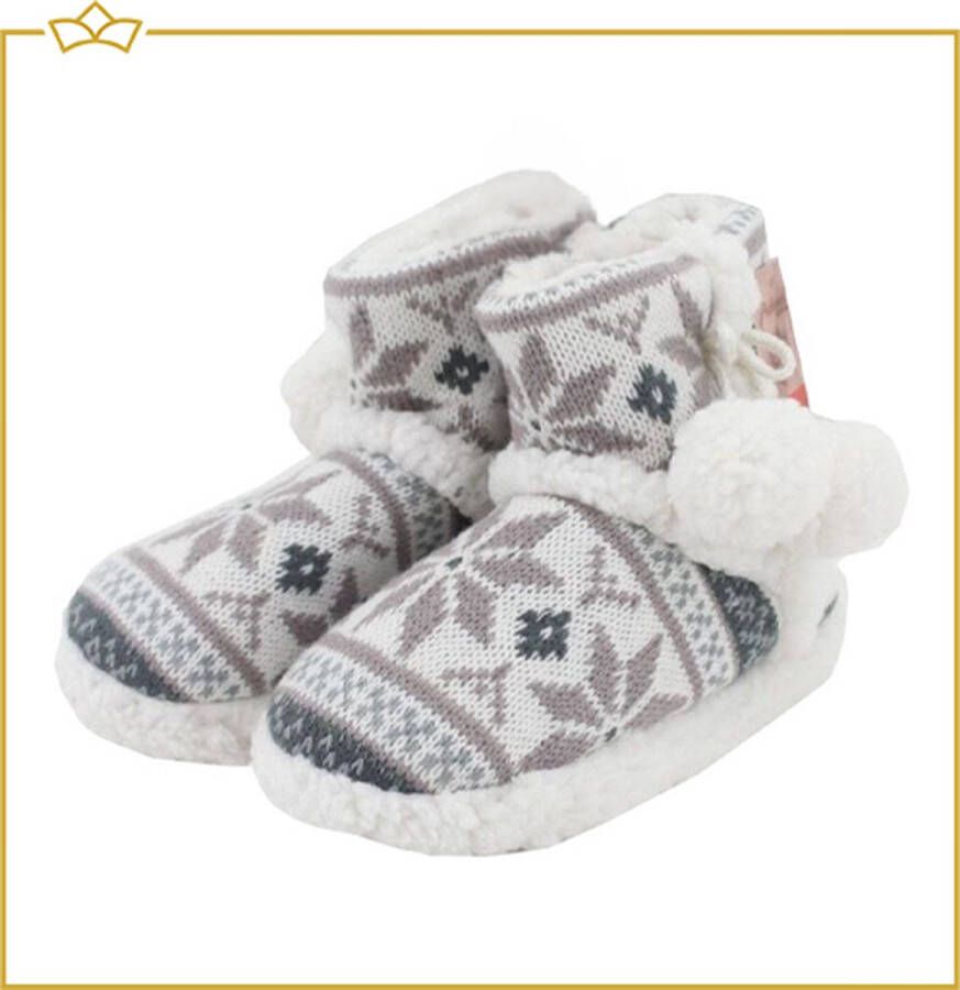 Attrezzo Pantoffels Kinderen Noors motief Beige Heerlijk warm!