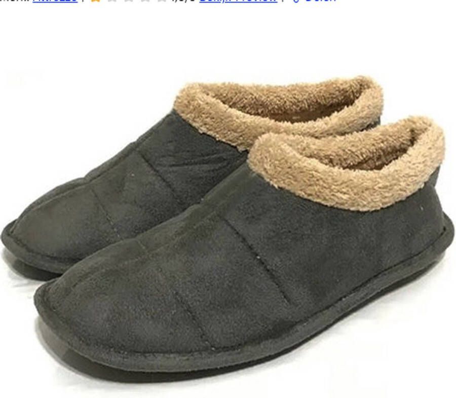 Attrezzo Sloffen met warme voering Hoog model Lichtgrijs pantoffels Altijd warme voeten!