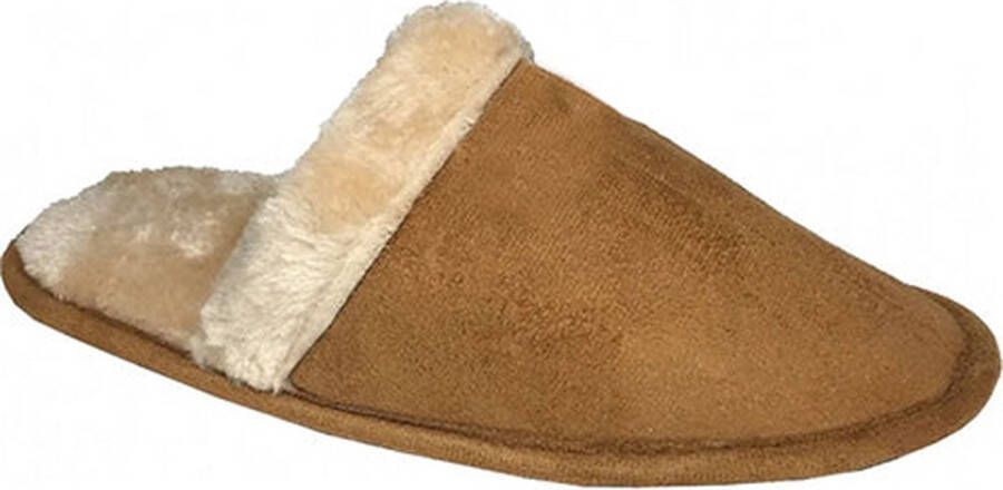 Attrezzo Sloffen met warme voering laag model Camel pantoffels Altijd warme voeten!
