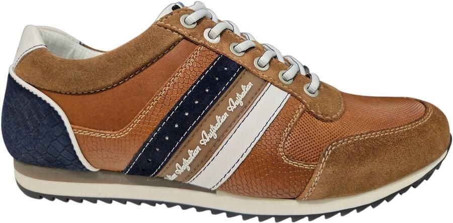 Australian Camaro T41 Tan Blue Beige Sneakers Leer en Suede Heren Bruin Blauw - Foto 2
