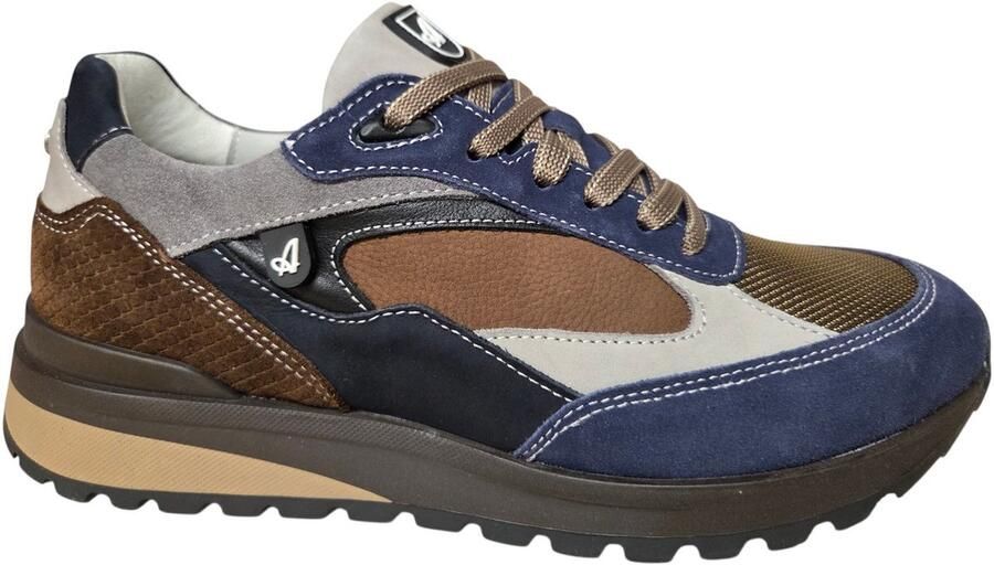 Australian Footwear Australian Sparrow S11 Blue Taupe Sneakers Blauw Taupe Leer Combi Heren Blauw Taupe