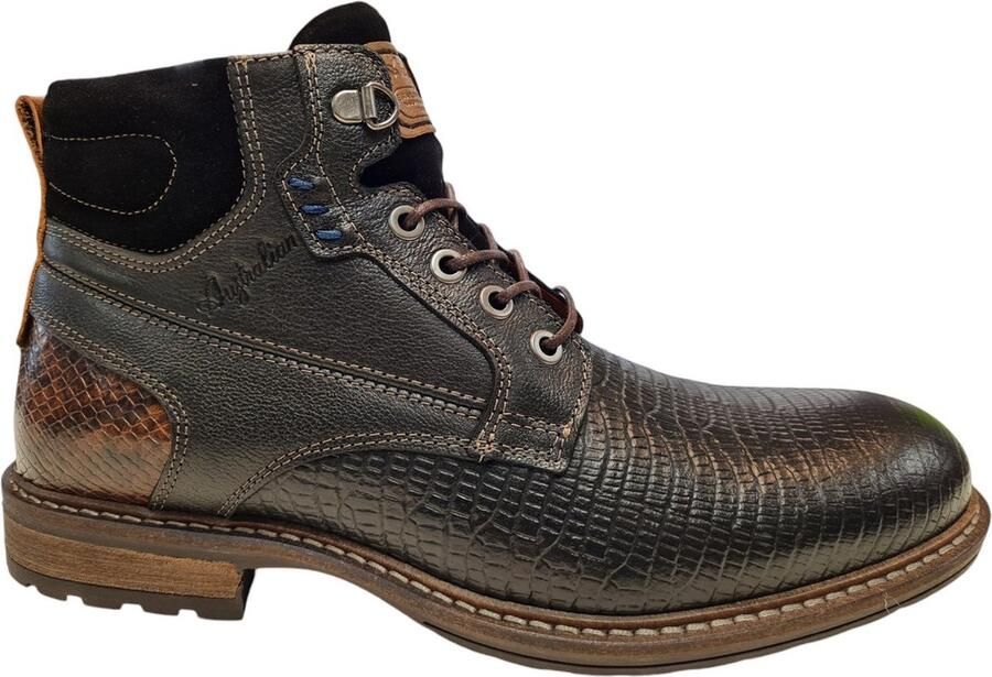 Australian Footwear Zwarte Australian Veterschoenen Rick Leather