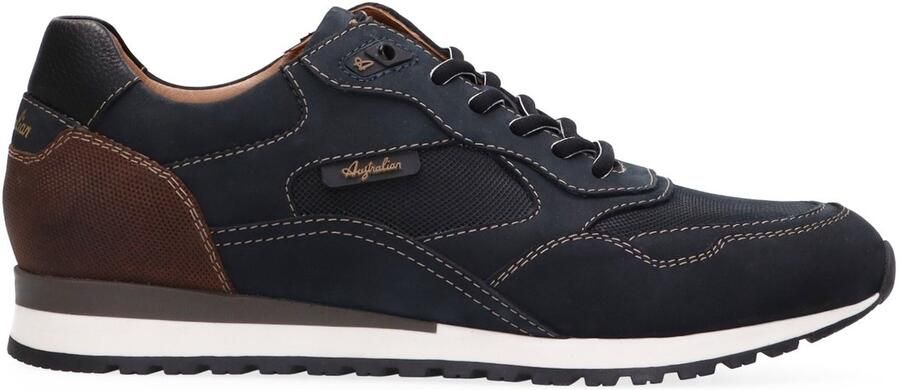 Australian HEREN SNEAKERS BLAUW 15.1722.01-SIG FABIAN BLUE LEATHER BLUE-BROWN-BLACK