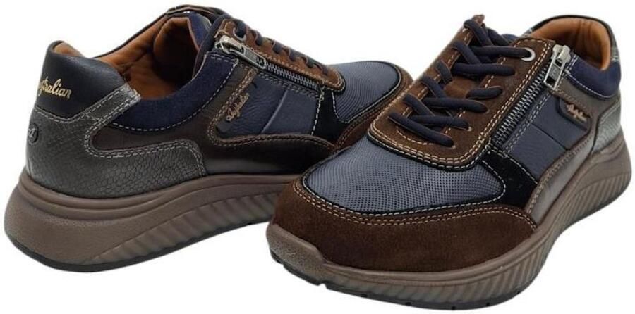 Australian Maurizio blue leather heren sneaker in leder