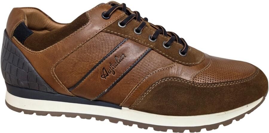 Australian Niagara Leather DF6 Cognac Blu Heren Sneakers Bruin