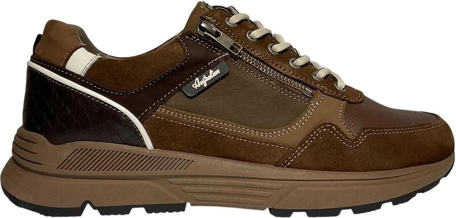 Australian Connery K D12 Brown Taupe Sneakers Bruin Taupe Leer en Suede Heren Bruin Taupe