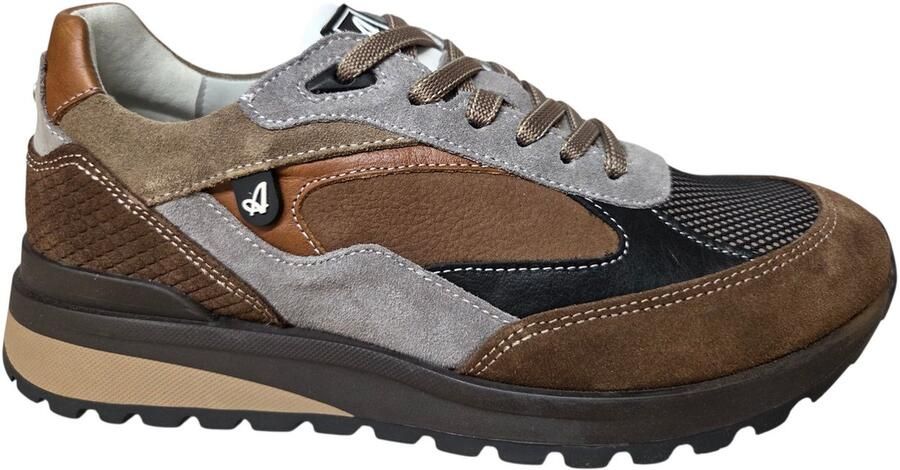 Australian Sparrow L72 Taupe Brown Grey Sneakers Grijs Bruin Leer Combi Heren Grijs Bruin