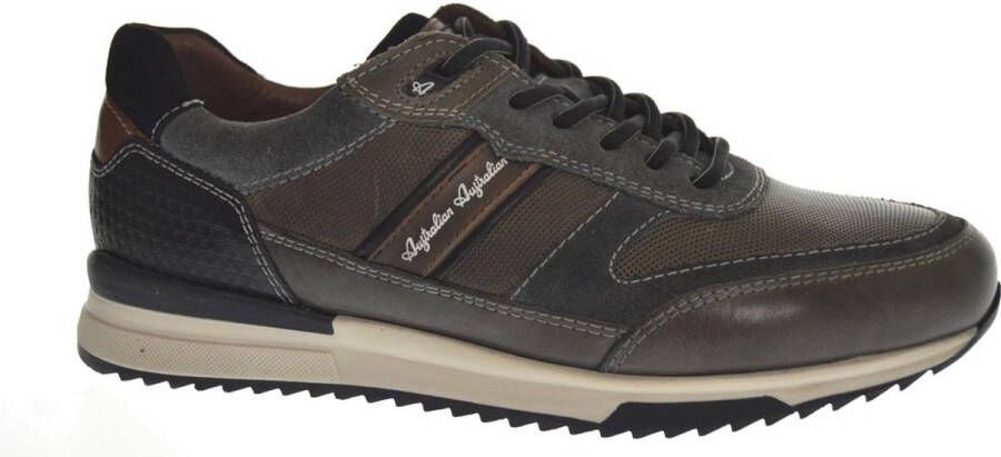 Australian Grijze Leren Sneaker met Zwarte en Bruine Accenten Multicolor Heren - Foto 2