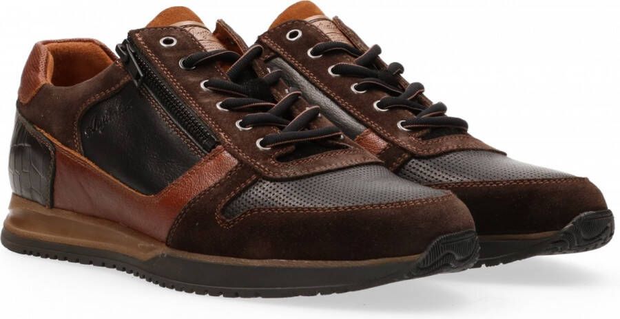 Australian Footwear Australian Heren Sneaker 15.1808.05-AFH Bruin Combi Wijdte H