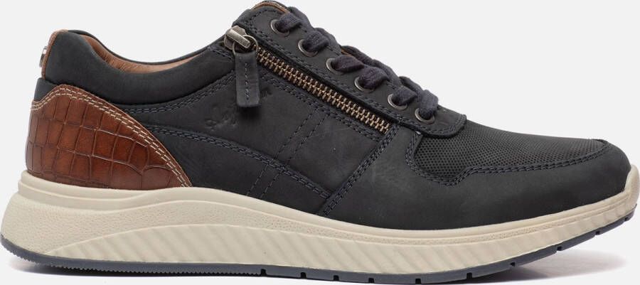Australian Heren Sneakers Huricane Leather Blue Tan Donkerblauw