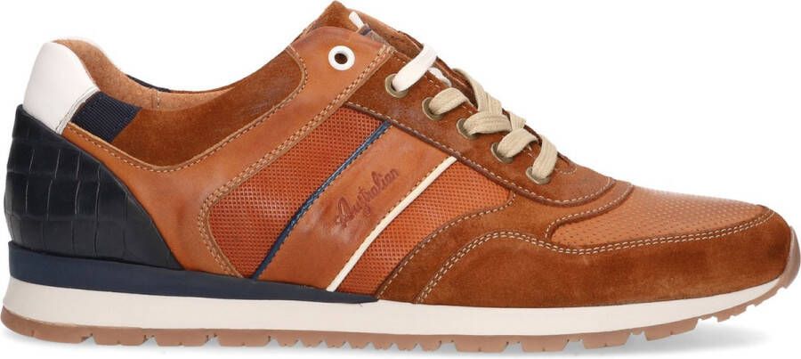 Australian Footwear Navarone Leather Sneaker casual Tan-Blue-White