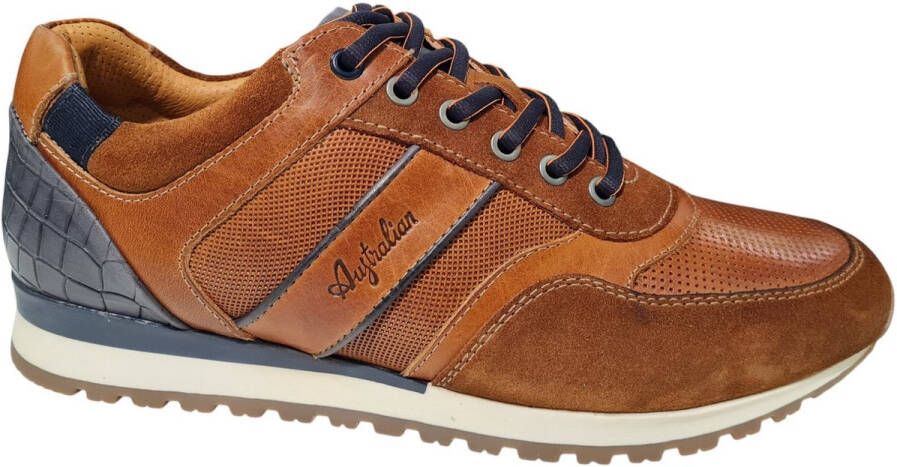 Australian Niagara Leather DF6 Cognac Blu Heren Sneakers Bruin