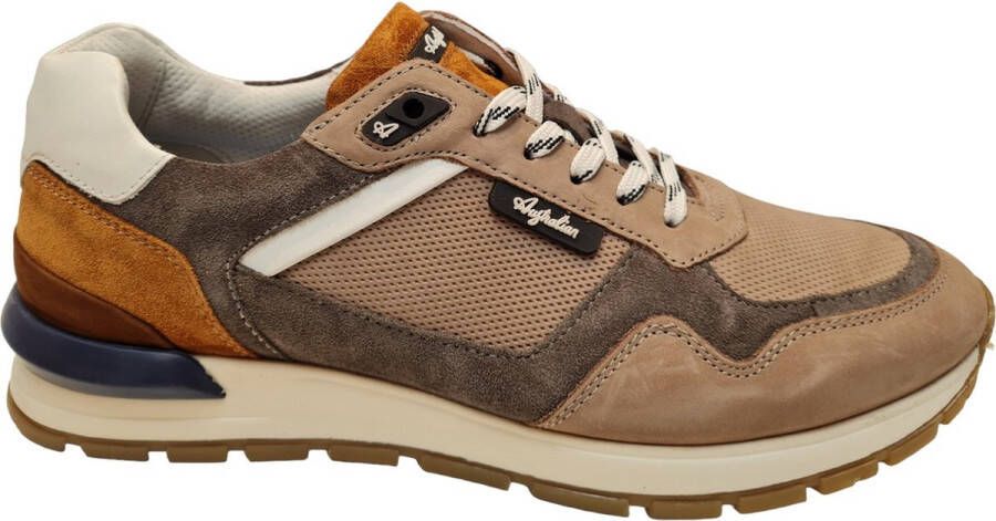 Australian Grijze Leren Sneakers met Comfortabel Voetbed Brown Heren