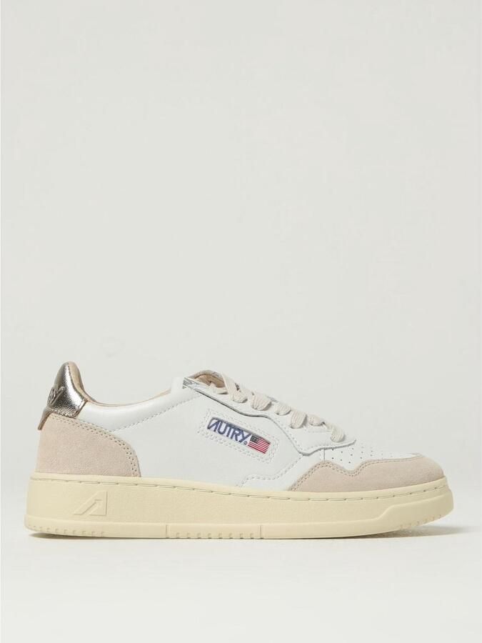 Autry Witte Gouden Sneakers met Geperforeerde Details White Dames
