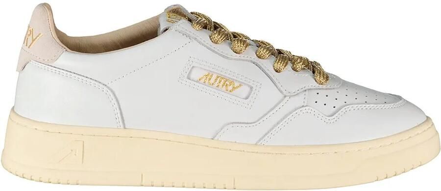 Autry Leather Upper Lace-Up Style Round Toe Flat Sneakers Wo White - Foto 2