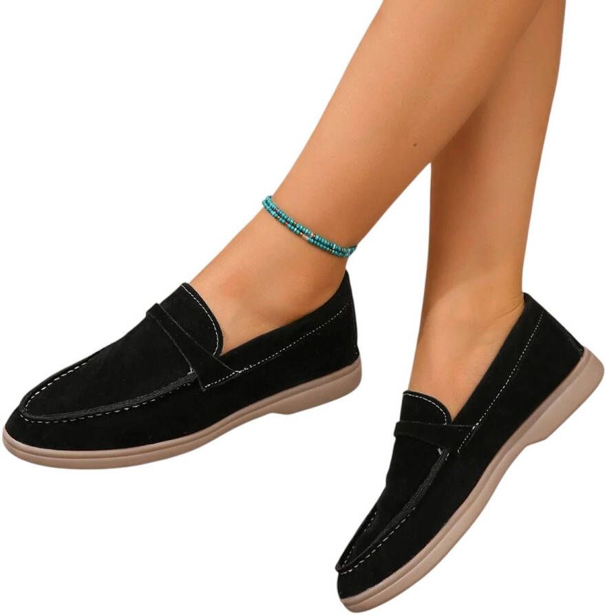 Bij Avoir Dames Loafers Dames schoenen Loafers yacht Instappers Dames Zwart