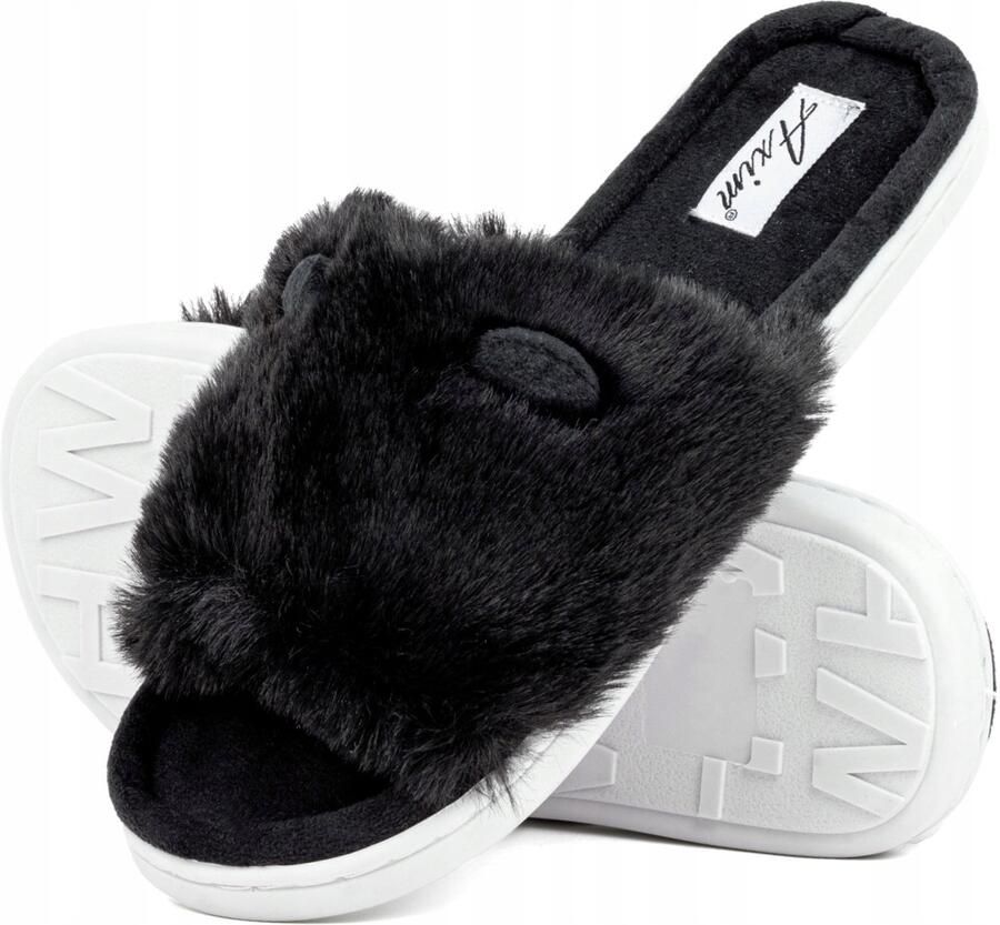 Axim Dames pantoffels 7P24071 zwart met vacht