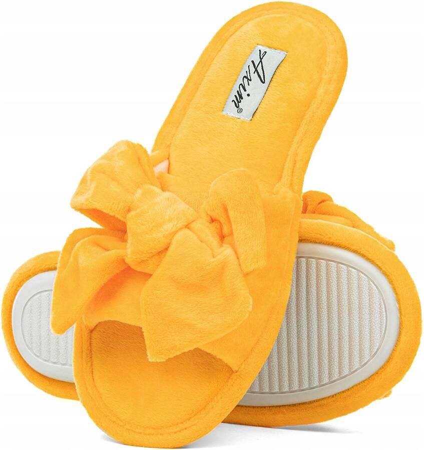 Axim Dames pantoffels met strik en vacht