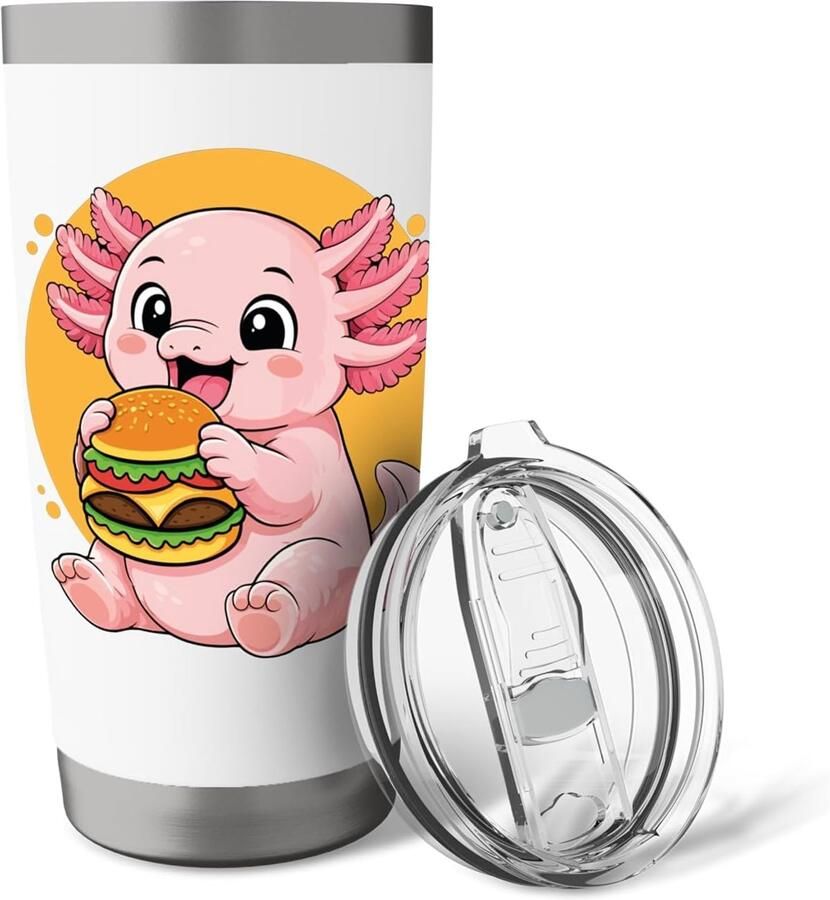 Axolotl eetbak leuk voor dierenvrienden dubbelwandig roestvrijstalen thermosbeker