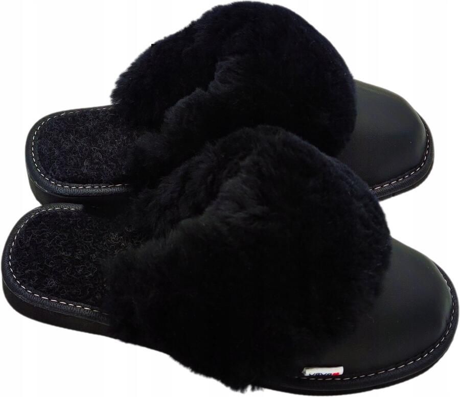 Baba Dames Leren Pantoffels met Wol & Schapenvacht Warm & Comfortabel