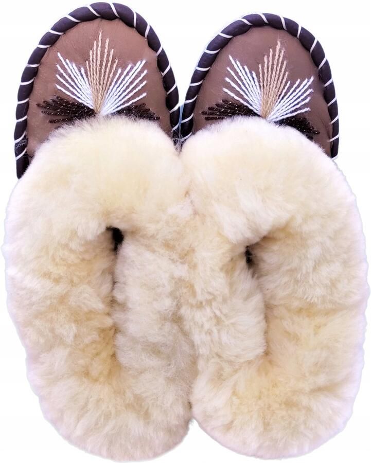 Baba Dames Pantoffels CHOCCO GOLD Wol & Leer Warm & Antislip
