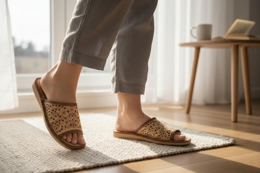 Baba Dames Pantoffels Leer Comfortabele Leren Slippers