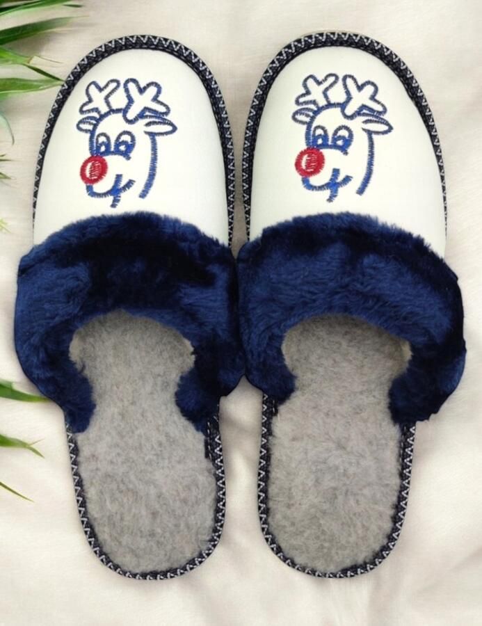 Baba Dames Pantoffels met Rendier Leer Wol Warm & Comfortabel