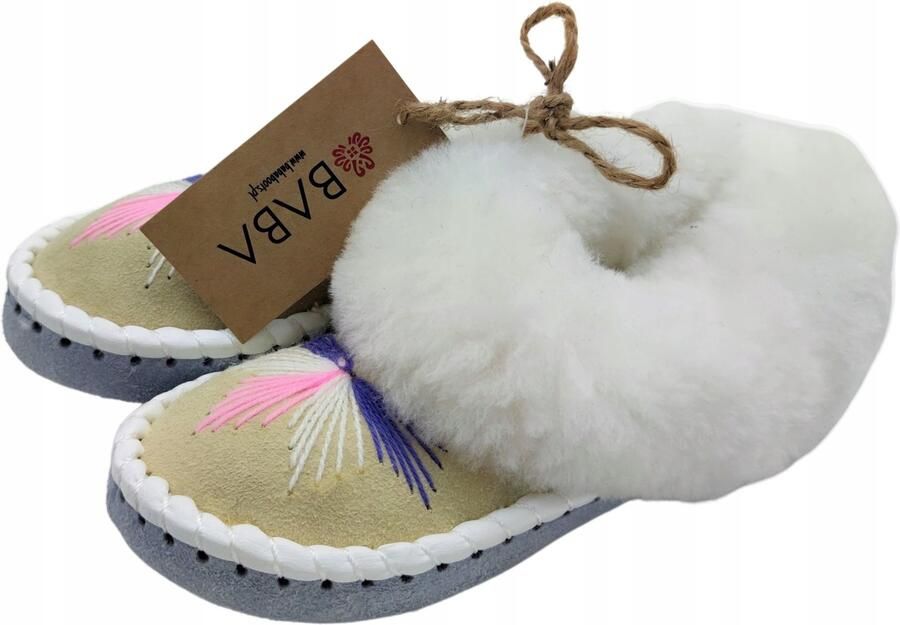 Baba Dames Pantoffels van Wol & Leer Warme & Antislip Model CANDY