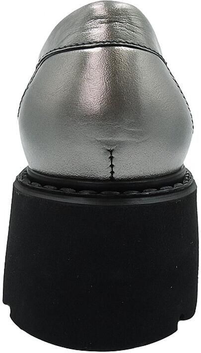 Baboos Dames loafer van echt leer Metallic zilver Plateau zool -Trendy & comfortabel