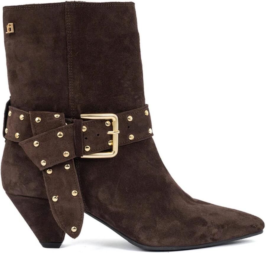 Babouche Anine enkellaarzen dark brown