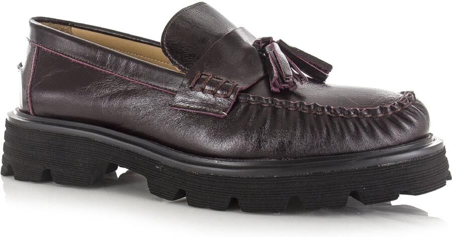 Babouche Bizou loafers bordo Leer Dames