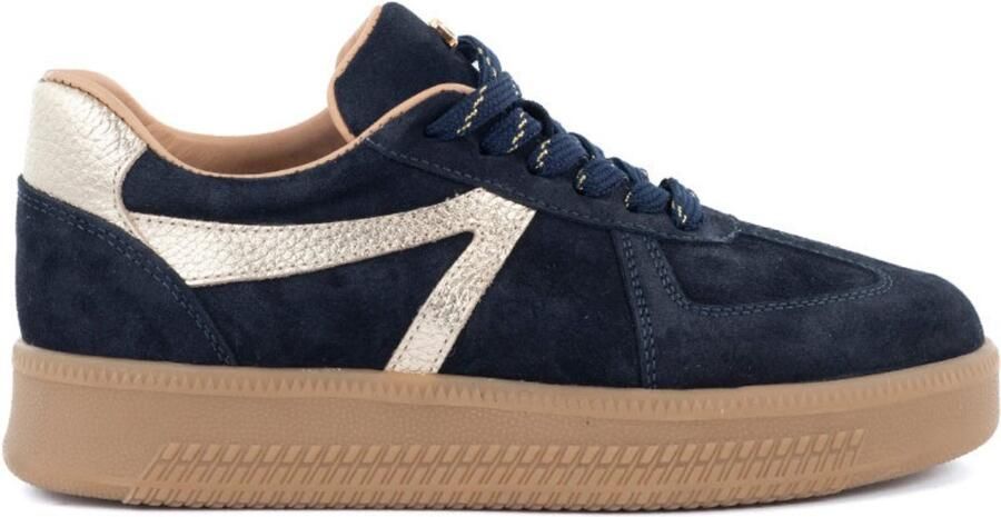 Babouche Liva sneakers navy gold Suede Dames