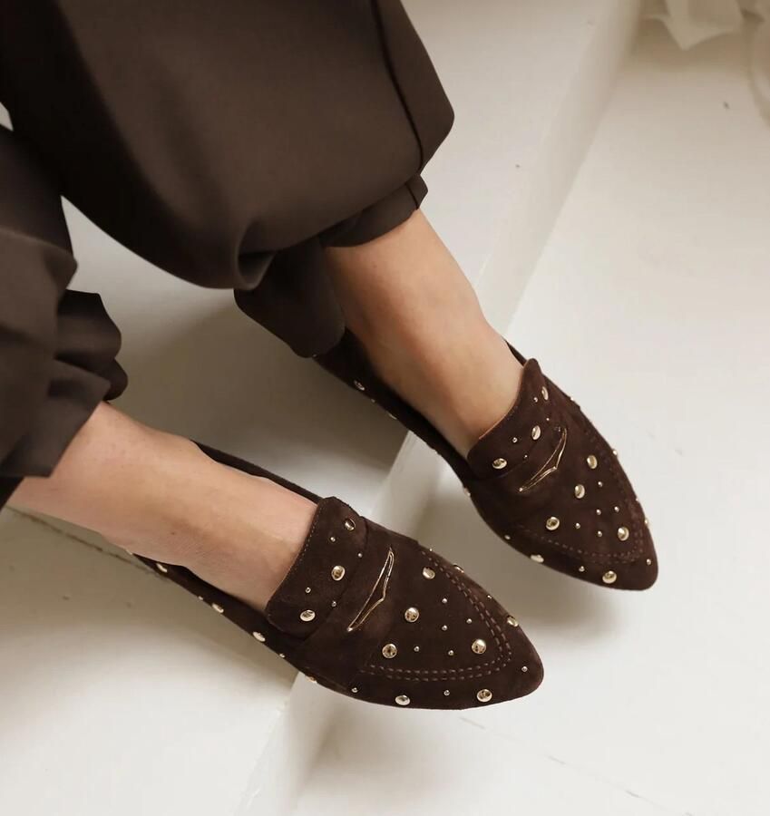 Babouche LOIS loafers dark brown Suede Dames