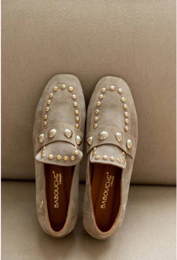 Babouche Kick suède loafers kum Beige Suede Loafers Dames