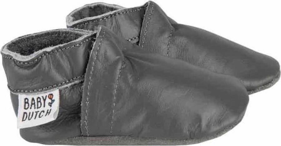 Baby Dutch babyslofjes effen antraciet Extra Small