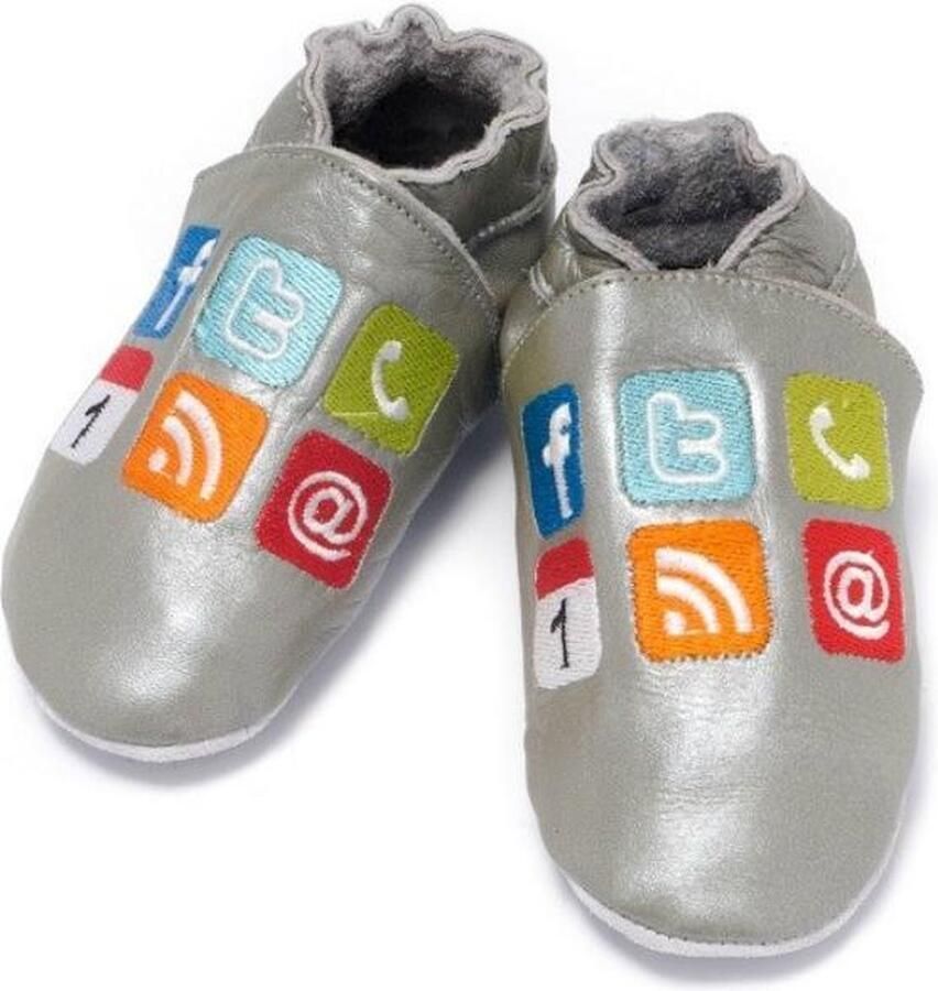 Baby Dutch Leren babyslofjes i shoe zilver