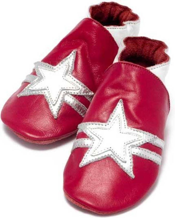Baby Dutch Leren babyslofjes fuchsia ster